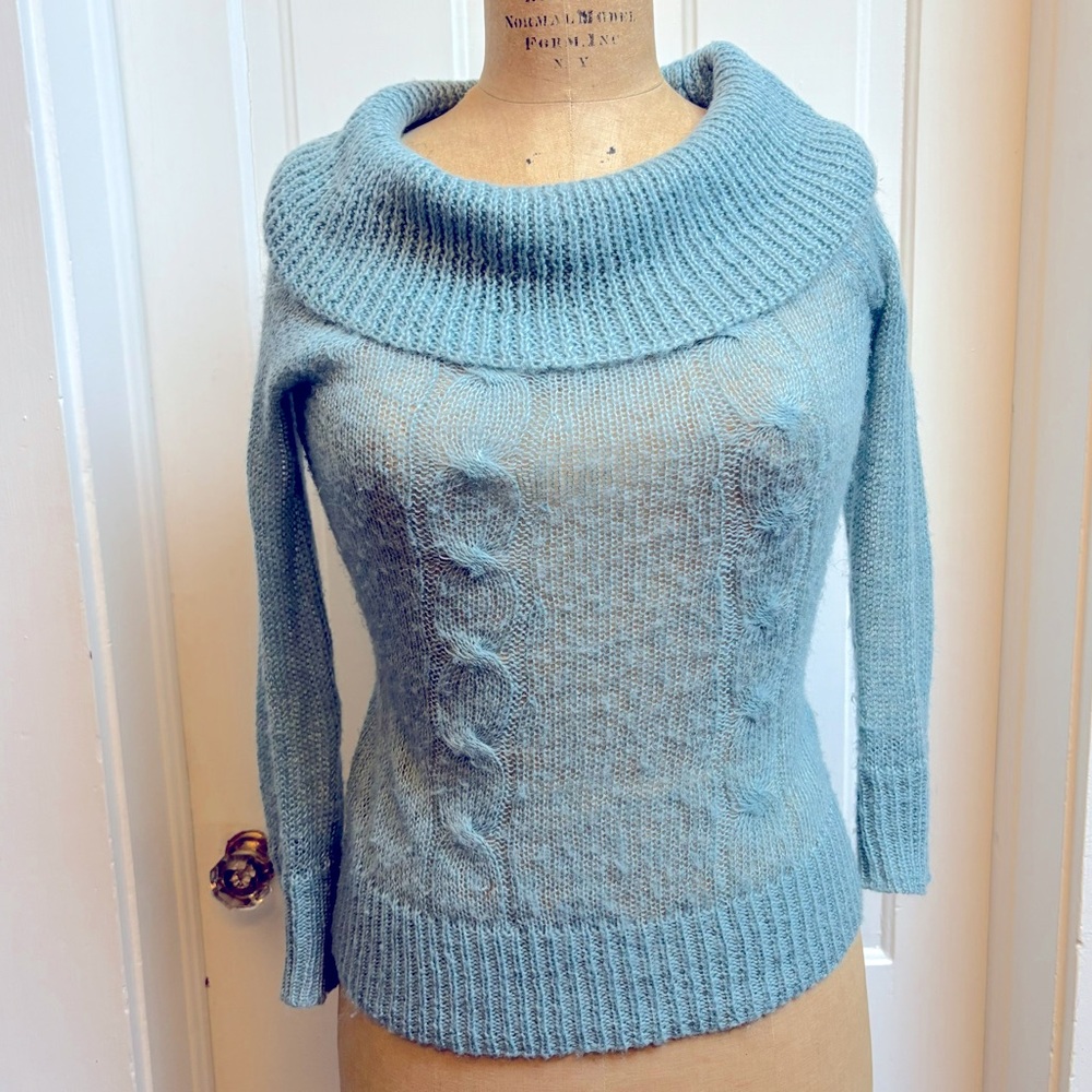 Vintage Y2K Twenty One Powder Blue Translucent Knit Sweater Size Small - Picture 2 of 7